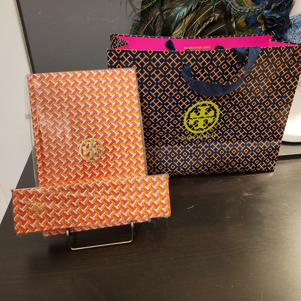 Tory Burch Orange and Gold Stationery Set